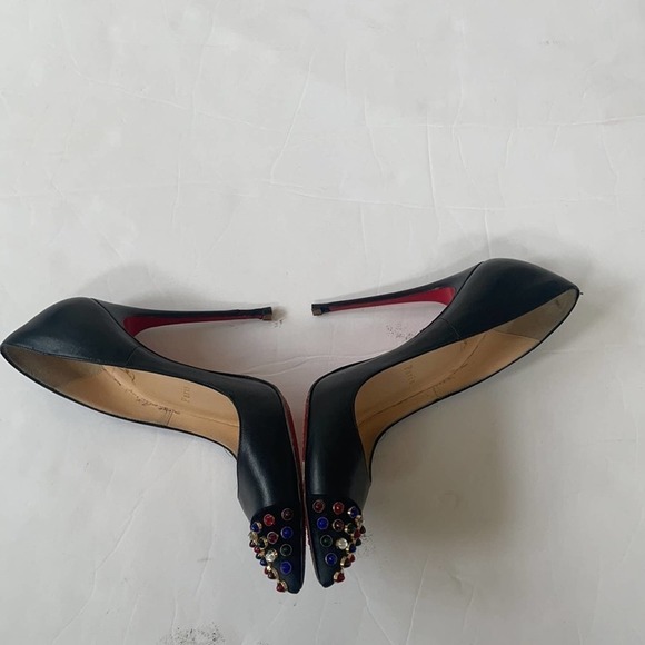 Christian Louboutin Black leather Cabo pumps 120mm with multicolor jewels 38 - Picture 6 of 12
